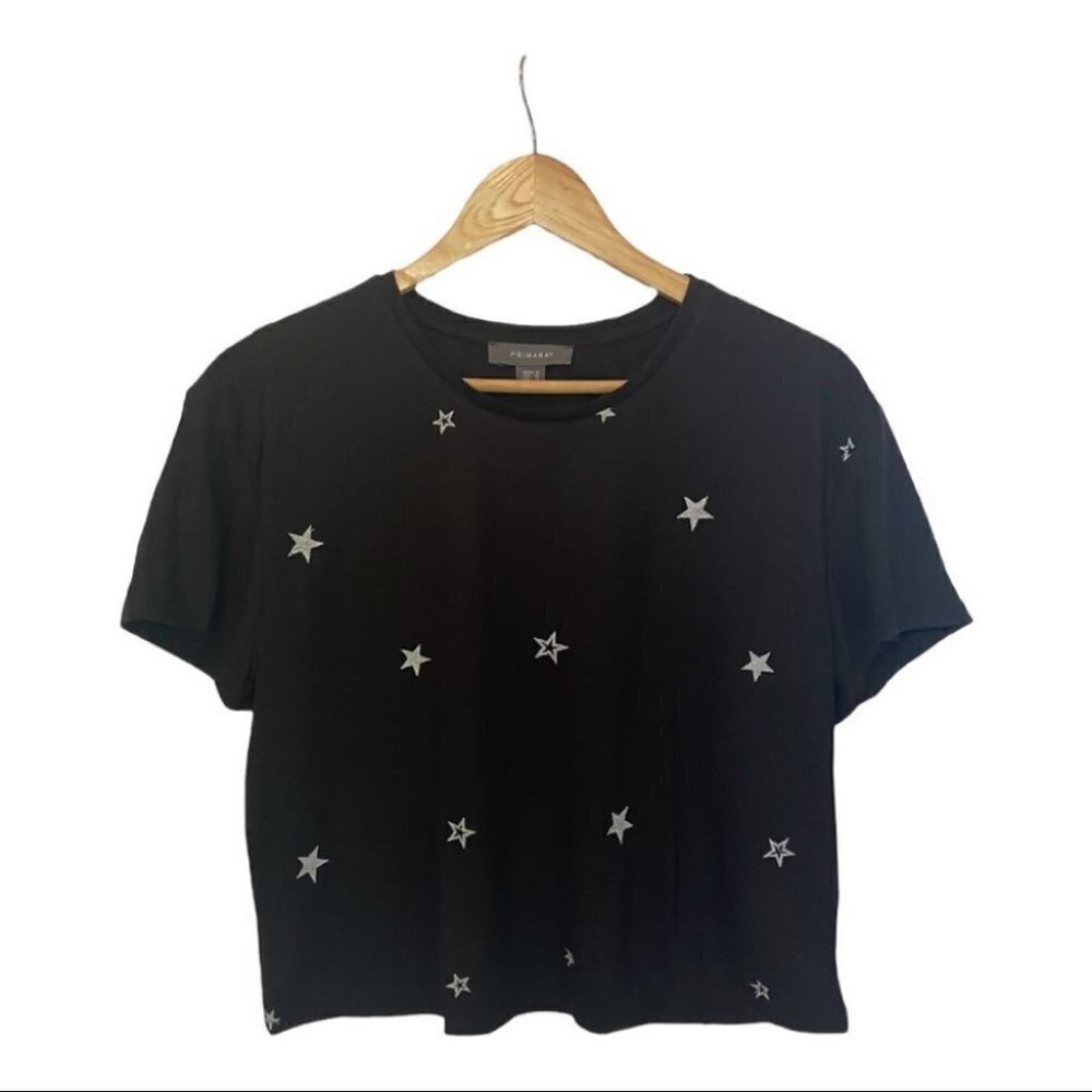 Primark Star Embroidered Crop Top Tee